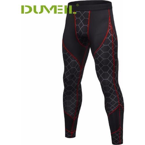 DUVEIL Male Compression Pants Mens Fitness Pants Printing Splicing Sports Running Training Sweating Quick Drying Trousers