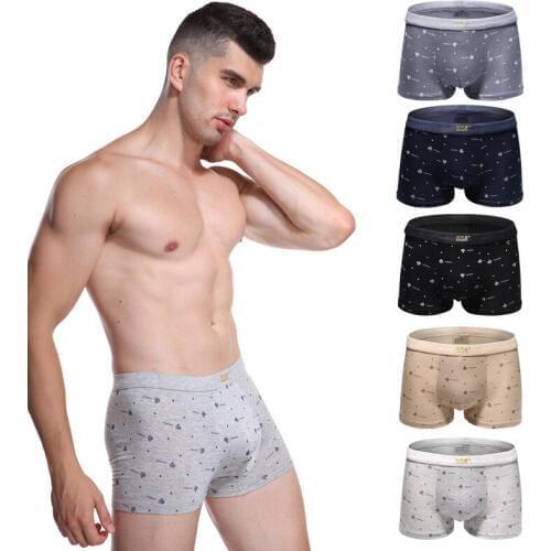 Mens Underwear Comfortable Breathable Print Modal Casual Underwear