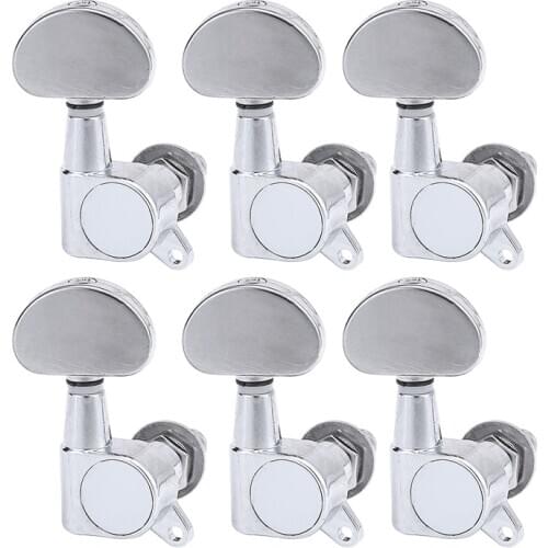 6pcs Chrome Guitar Locking Tuners Electric Guitar Machine Heads Tuners Metal Lock Silver Guitar Tuning Pegs Screw Nuts Set