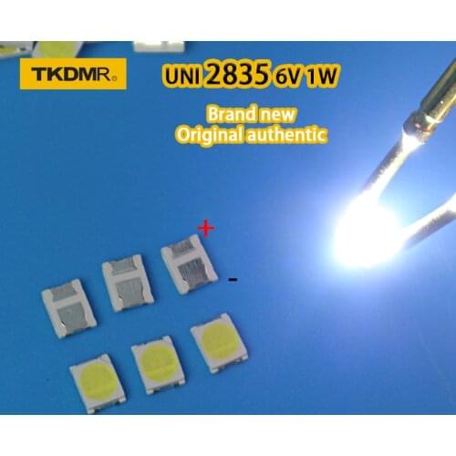 TKDMR 100pcs Original UNI LED 3528 2835 1210 Light Beads High Power 1W 3V And 6V Cool White for LED LCD TV Backlight Application