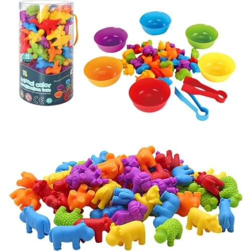Animal Cognition Rainbow Color Sort Fine Motor Training Baby Montessori Sensory Education Puzzle Toy Kids Rainbow Matching Game