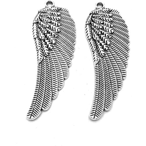 10pcs Wings of angels charms pendant 55x19mm antique silver ornament accessories jewelry making DIY base material