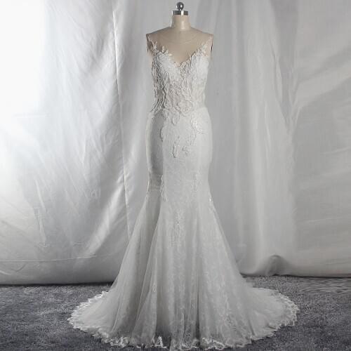 RSW1675 Heavy Beading Sleeveless Mermaid Lace Wedding Dress