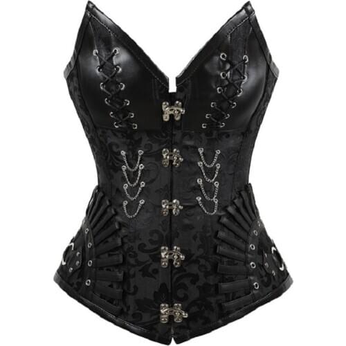 Sexy Corset Women Burlesque Underbust Bustier Gothic Corset Steampunk Steel Boned Bodysuit Shapewear Black Plus Size 2XL 2020