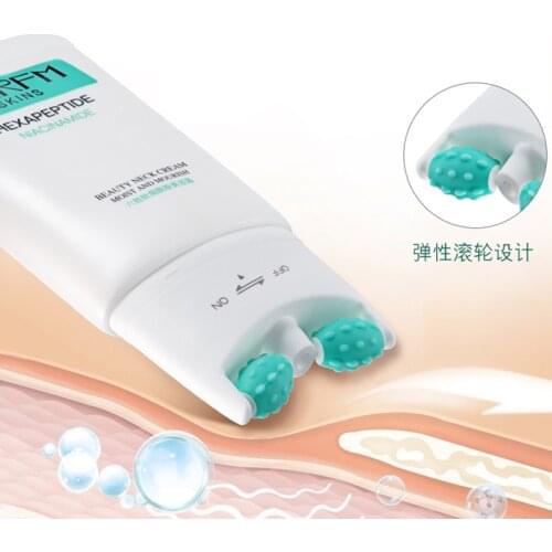 Six Peptide Nicotinamide Neck Cream 80g Double Rollers Dilute Neck Lines Tighten Innovative V-shaped Double Roller Neck Cream