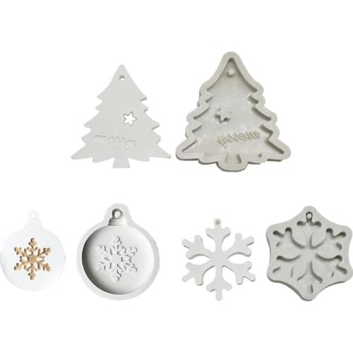 Silicone Mold Christmas Snowflake Christmas Tree Liquid Silicone Mold Cake Baking Tools Aroma Candle Gypsum Clay Mold With Hole