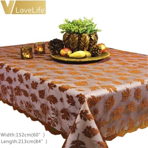 Thanksgiving Table Covers Lace Table Runner Luxury Maple Leaf Golden Autumn Harvest Warp Knitting Tablecloth Table decoration