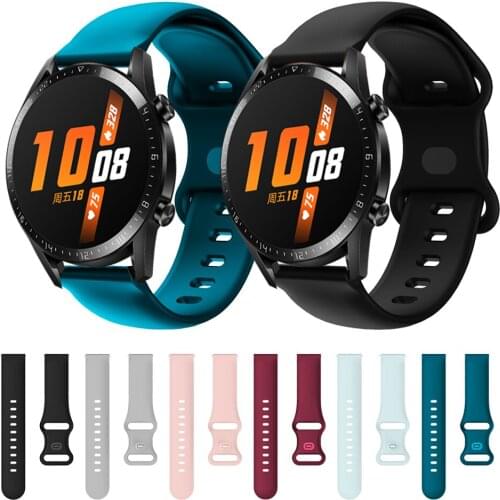 Sport Soft Silicone Double buckle Strap for Huawei Watch GT2 42mm 46mm Strap for Watch GT2 Pro 2e Bracelet Replacement Watchband