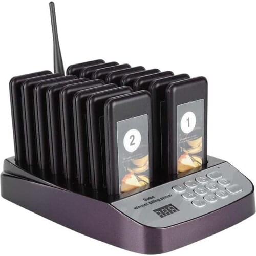 SU-66 Restaurant Wireless Call Pagers system with 16 Receivers for Church Nursey Coffee Medical Queue System Table Service