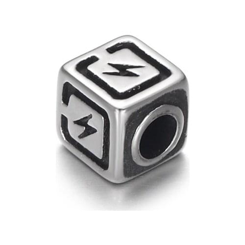 Stainless Steel Square Bead Lightning 3mm Spacer Beads Polished Metal Charms Accessories DIY Bracelet Jewelry Making