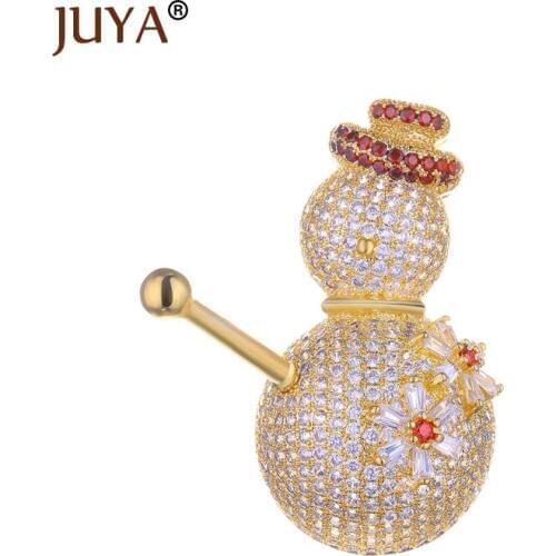 Luxury CZ Rhinestone Crystal Snowman Pendant Connectors DIY Winter Long Necklace Spacer Charm Accessories Can Make Brooches