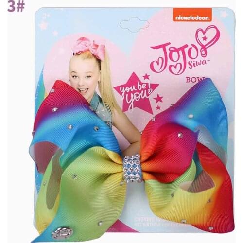 5" Baby Party Ribbon Bows Hairpin Rainbow Hair Clip Handmade Crystal Hair Grips Fashion Hair Accessories for Girls