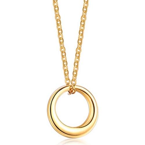 Women Necklaces Circle Pendant Gold Color Girls Child Chain Stainless Steel Fashion jewelry New 2021