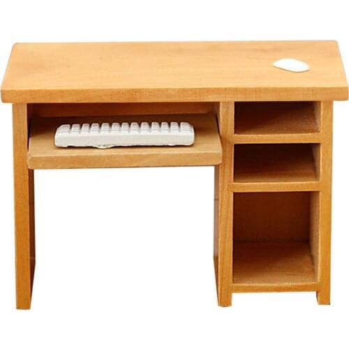 1:12 Dollhouse Computer Desk Ornament Kids Toy Gift With Keyboard Mouse Miniature Furniture Scene Props Simulation Children