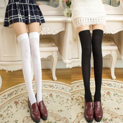 1 Pair 3 Colors Fashion Thigh High Over Knee High Socks Girls Womens Solid Sexy Socks Black White High Quality Stockings