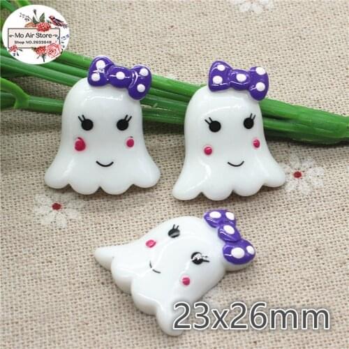 10pcs Resin halloween white ghost flat back Cabochon Art Supply Decoration Charm Craft DIY hair bow center