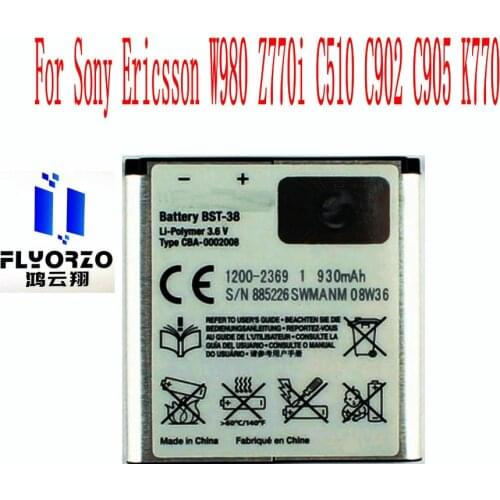 100% Brand new High Quality 930mAh BST-38 Battery For Sony Ericsson W980 Z770i C510 C902 C905 K770 Mobile Phone