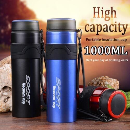 1000ml New Large Capacity Thermos Double Wall 304 Stainless Steel Vacuum Flasks Portable Thermal Travel Coffee Bottles