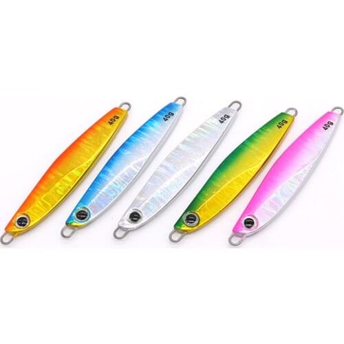 5PCS Luminous Metal Jigging Fishing Lure Trolling Hard Bait Bass laser Fishing Tackle Trout Lures Slow Jigs 30/40/60g