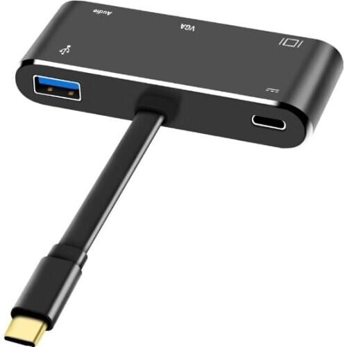 5 in 1 USB C to HDMI Adapter 4K Type-C to HDMI/VGA/Audio/USB 3.0 USB Converter
