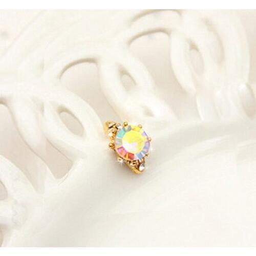 Free Shipping 10pcs latest 3d fashion Gold base AB color rhinestone nail art rings