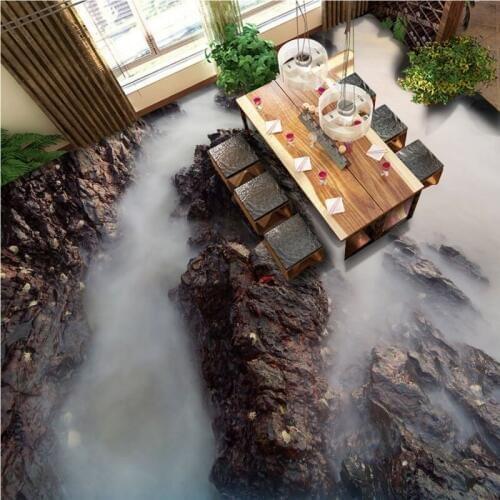 Free Shipping Cloud sea mountain stone 3d living room bathroom floor self-adhesive square bedroom coffee house flooring mural