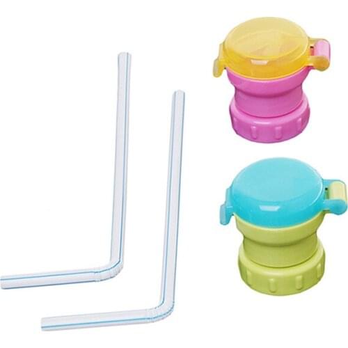 Kids Water Bottle Cap Spill Proof Juice Soda Water Bottle Twist Cover Cap with Straw Safe Drink Straw Sippy Cap Feeding for Kid