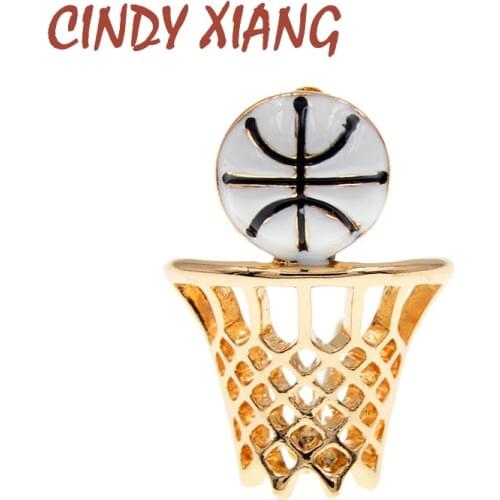 CINDY XIANG Enamel Basketball Brooch Unisex Women And Men Pin Creative Jewelry Suit Accessories 2 Colors Available