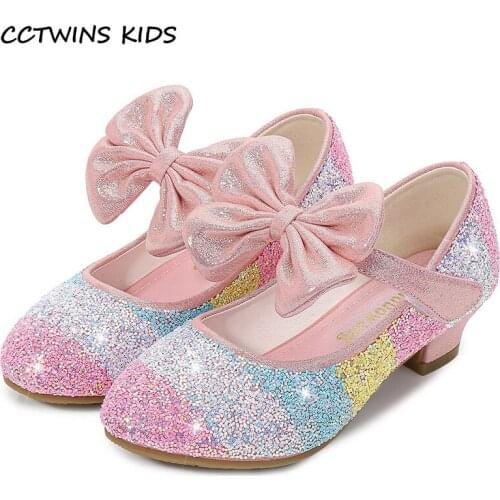 Kids Shoes 2021 Summer Girls Princess Sandals Children Flat Heels Colorful Glitter Dress Dance Toddler Fashion Bowtie Baby Shoes