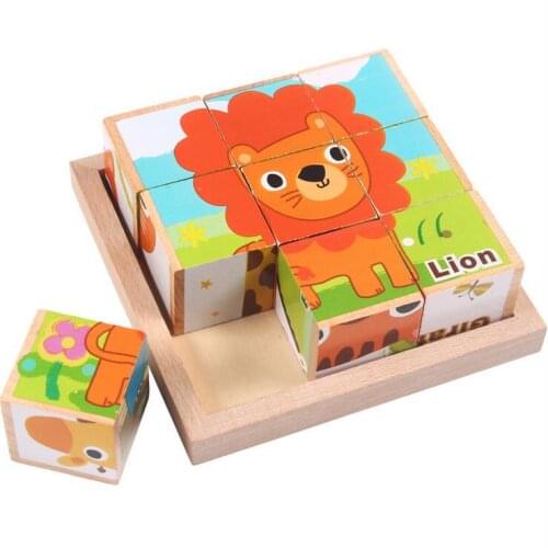 Cartoon Wooden Animal And Transportation 3d Puzzle Jigsaw Wooden Toys For Intelligence Kids Baby Early Educational Toy