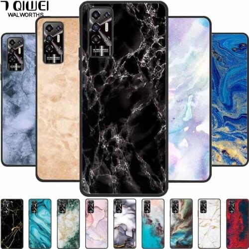 For Tecno Pova 2 Case Marble Cover Silicon Soft Back Cases for Tecno Pova 2 Case Pova2 2021 Shockproof Fashion Euti 6.9 inch Bag