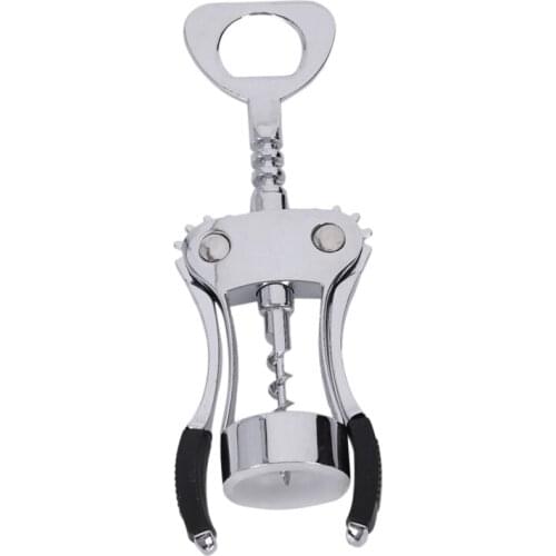 Home Kitchen Ware Winged Cork Screw Bottle Opener Silver Tone