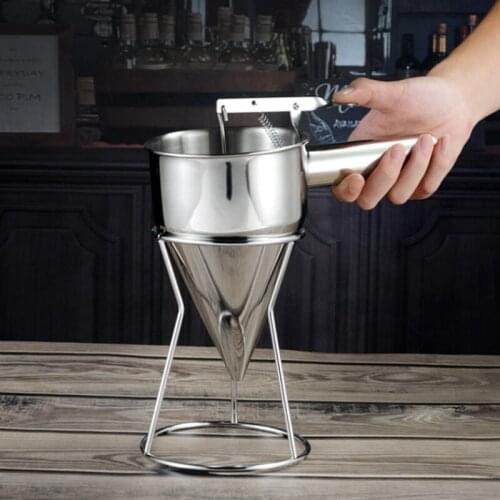 Pancake Batter Dispenser Stainless Steel Handheld Stirring Separator Baking Cupcakes Pancake Separator Measuring Cup Funnel