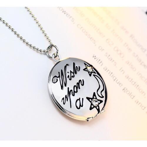 Crystal Necklace Pendant Floating Cameo Locket Necklace Photo Wish Words Love Round For Women Men Sweet Memory YT80