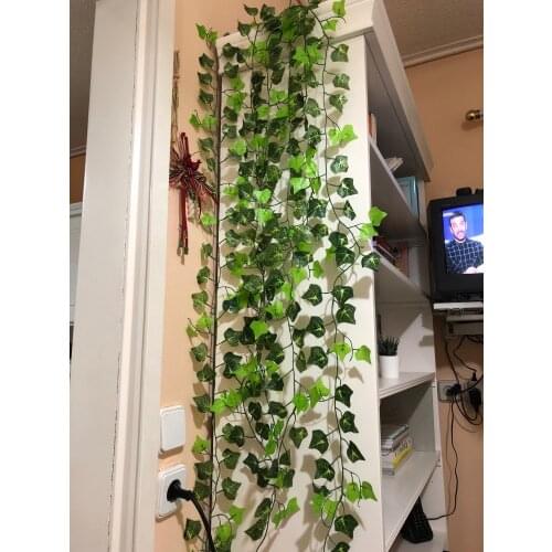 2.4m 1/5Pcs Artificial Fake Hanging Vine Plant Leaves Simulation Climbing Vines Garland Home Garden Wall Club Decoration Green
