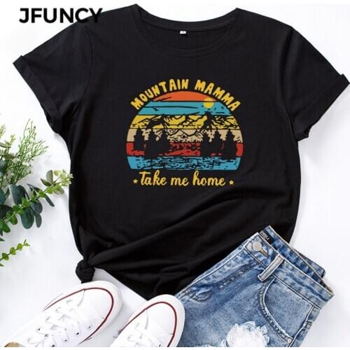 JFUNCY Casual Cotton T-shirt Women T Shirt Oversized Printed Woman Harajuku Graphic Tees Tops