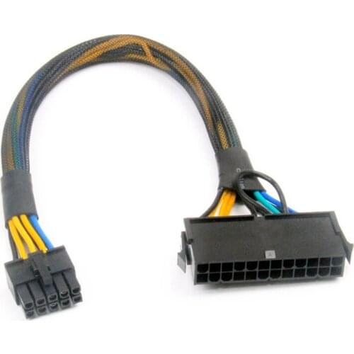 24 Pin to 10 Pin ATX PSU Main Power Adapter Braided Sleeved Cable for IBM for Lenovo PC and Servers 12-Inch(30cm)