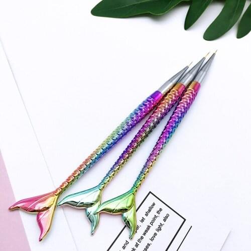 Nail Art Brush Liner Line Stripe Fish Tail Gradient Pen Design Tip Painting Drawing Manicure Acrylic UV Gel Polish Tool 7/9/11mm