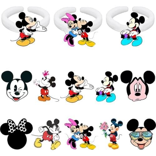 Disney Mickey Minnie Resin Ring Acrylic Adjustable Round Ring Set Ring Disney Accessories Couple Jewelry