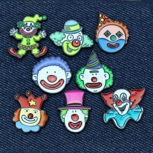 Cute Clown Cartoon Metal Enamel Pins and Brooches for Women Men Lapel Pin Backpack Bags Hat Badge