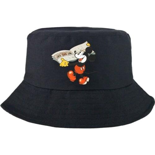 Disney Mickey Mouse Fashion Bob Hat Double-sided Outdoor Cartoon Panama Cap For Man Women Kids Colorful Sunbonnet Fishing Hat