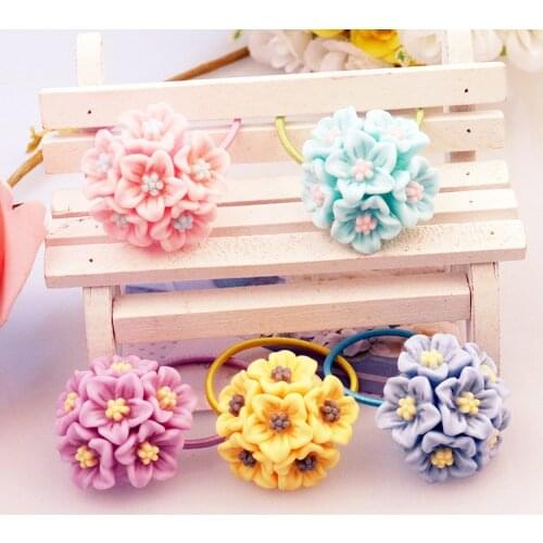 Fashion Girls hair accessories rustic small fresh flower beaded pearl headband rubber band elastic hair bands