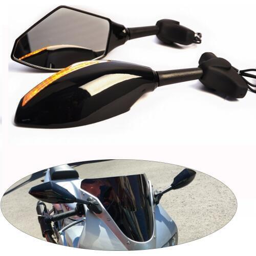 Motorcycle Integrated LED TURN SIGNAL SIDE MIRRORS For YAMAHA YZF R6 Honda CBR600 1000RR Suzuki GSXR750 GSXR600 Kawasaki Z750S
