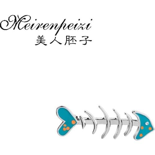 Cartoon Fishbone Brooches Pins Fish Skeleton Enamel Pin Lapel Pin Fishing Fish Collar Button Fisherman Badges Gift