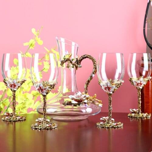 Enameled Unleaded Crystal Red Wine Glass Decanter Set Creative Goblet Wine Mug High-end Wedding Gift