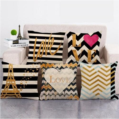 Pillow Cover Housse De Coussin Valentines Day Gift Cushion Covers 45*45cm Artificial Linen Pillow Caseposzewki Na Poduszki