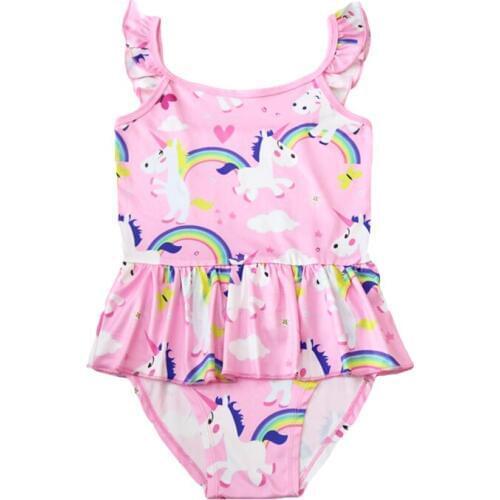 New 2019 Unicorn Baby Girl Swimsuit One Piece Childrens Swimwear Unicorn Girls One-piece Swimsuit Bathing Suit G49-CZ883