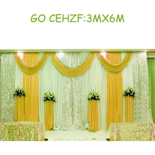 New Design Ice Silk Wedding Backdrop Curtain \ Stage Background In White And Color Swags For Event Decoration free shipping