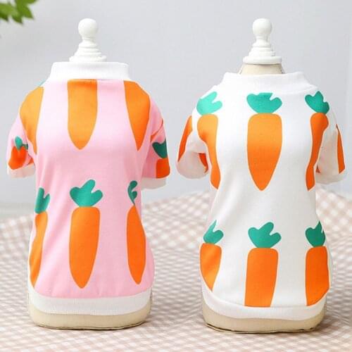 Carrot Print Cat Clothes O-neck Hoody Hoodies Tshirt Small Medium Dogs Teddy Bichon Dog Clothes Sweatshirt Shirt Pet Outfit XXL