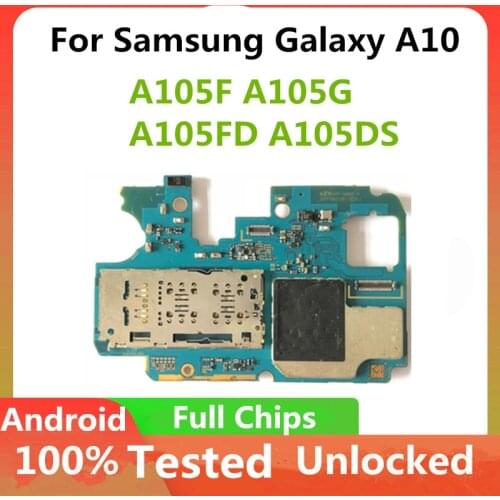 Original Unlcoked For Samsung Galaxy A10 A105F/G A105FD/DS Motherboard Full Chips Logic Board ainboard EU Version Full Tested